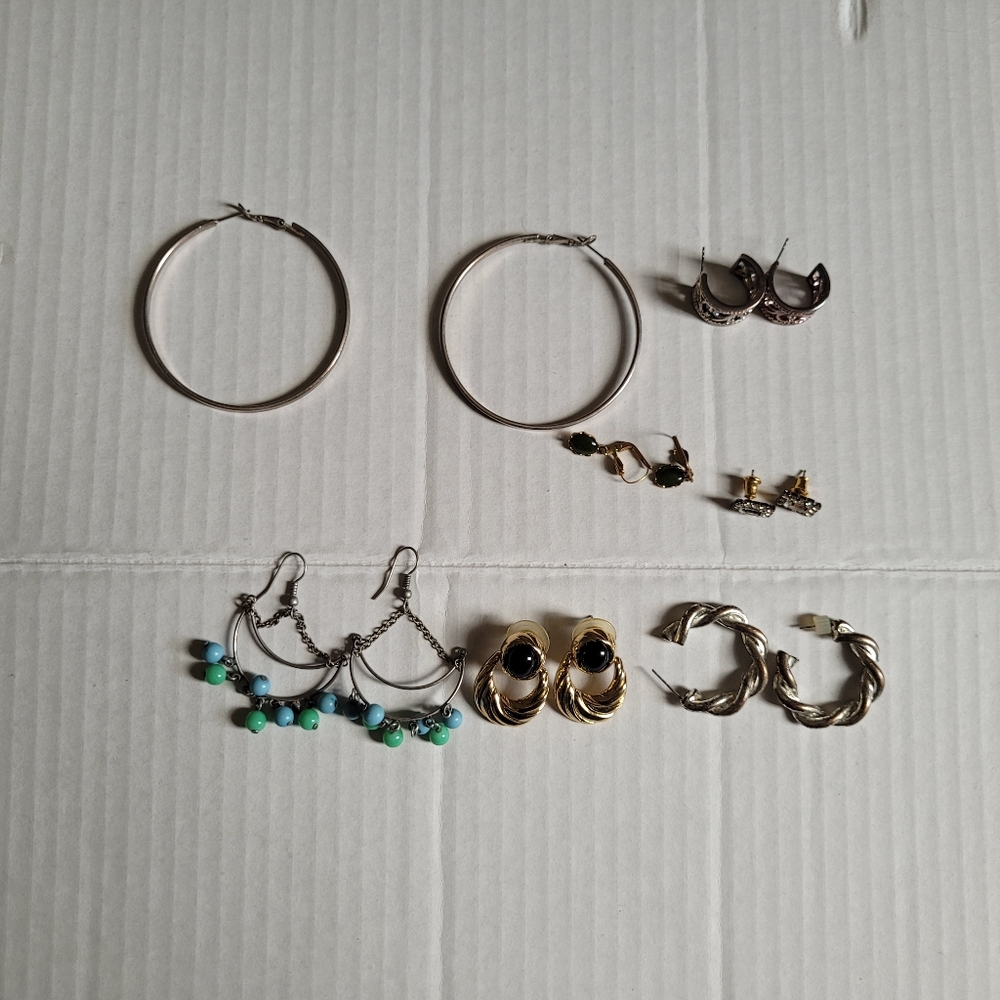 Earrings mixed lot of ear rings for pierced ears hoops shamrock faux silver gold